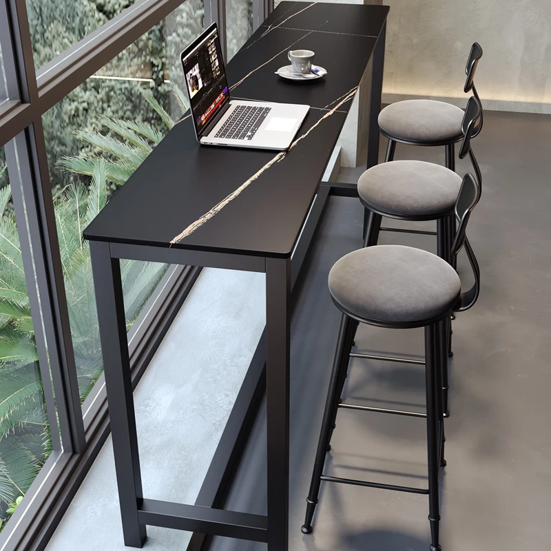Commercial Kitchen Tile - โต๊ะบาร์ระเบียงสไตล์นอร์ดิก โต๊ะบาร์ครัวแบบพิงผนัง โต๊ะบาร์ค็อกเทลทรงยาว เฟอร์นิเจอร์กาแฟสูงสีนม เมซา FYBT